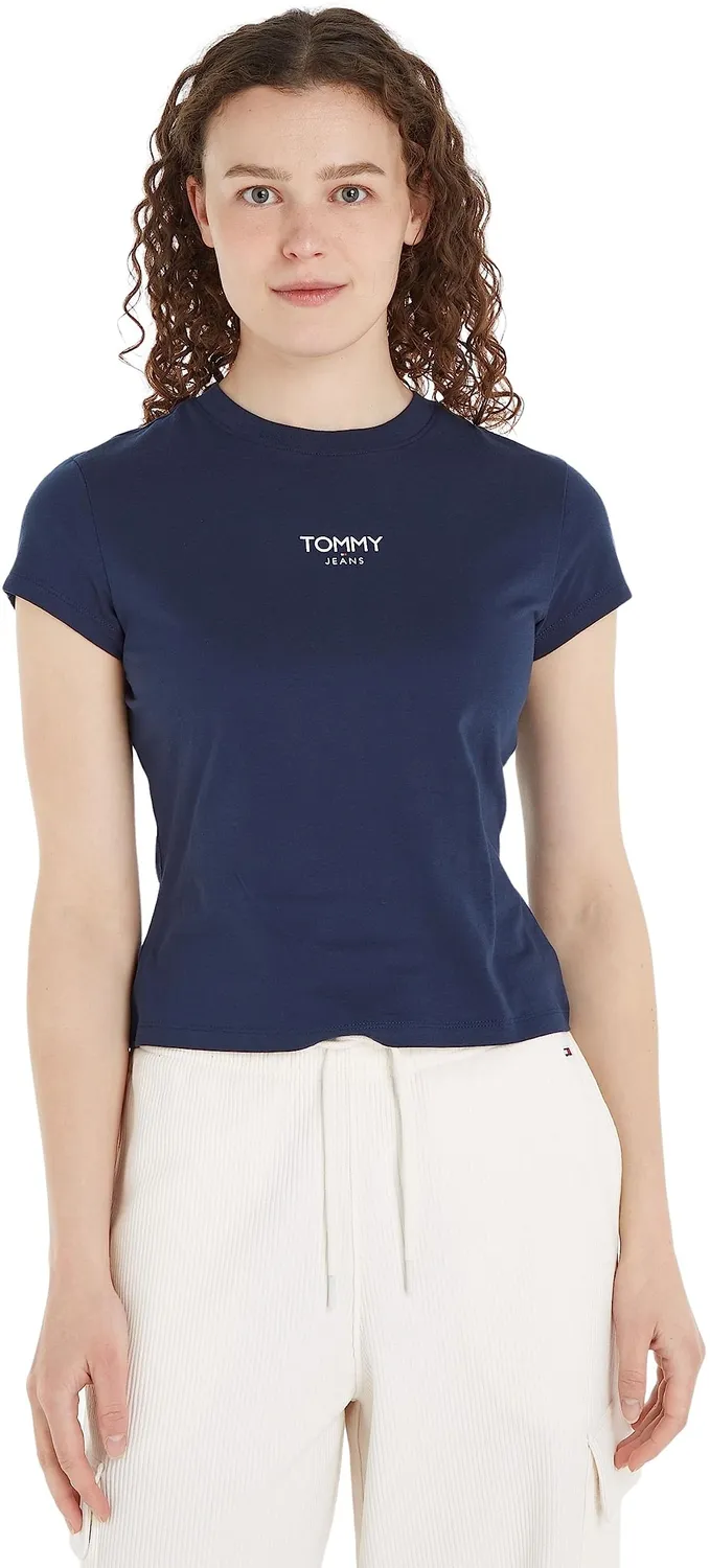 Tommy Jeans Slim Essential Rib T-Shirt Damen M Kurzarm