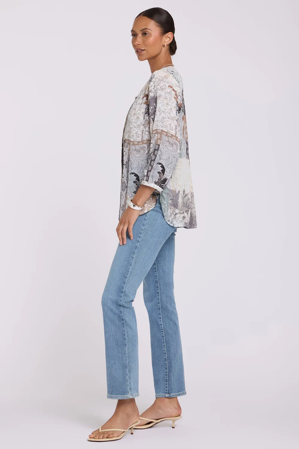 NYDJ Pintuck Bluse Saint-Yon grau