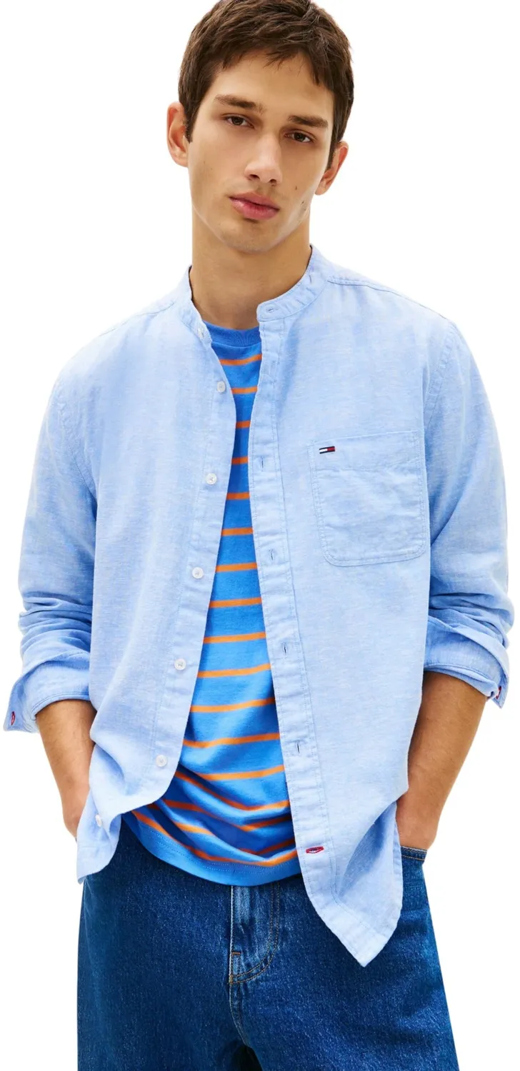 Tommy Jeans TJM Reg Linen Hemd DM0DM22756 Herren Leinen langarm