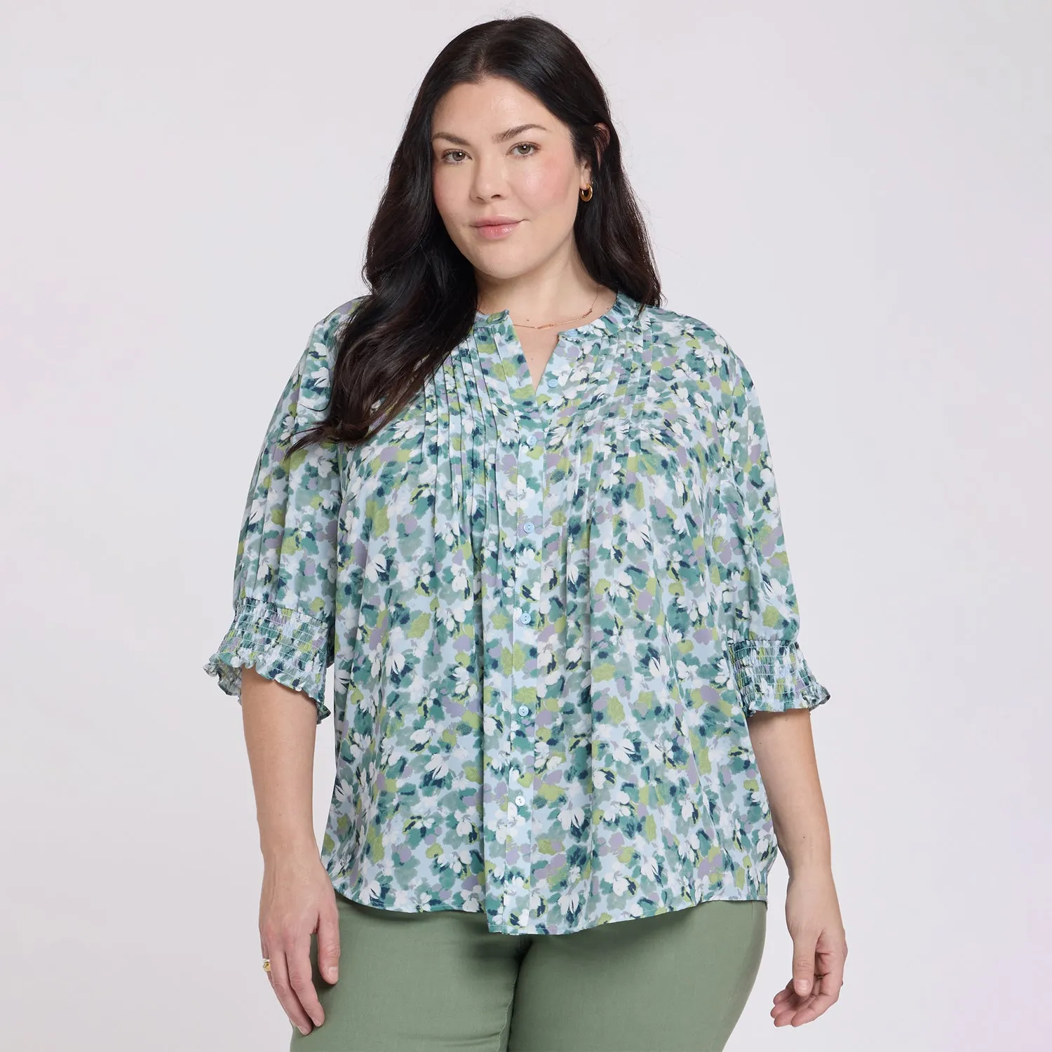 NYDJ Plissee-Bluse Kurzarm Bloomington Plus