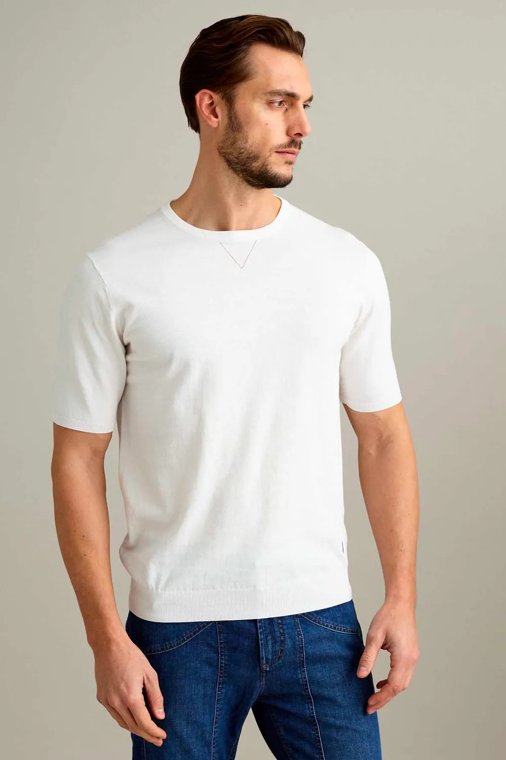 Jeckerson Kurzarm T-Shirt Baumwolle wollweiß