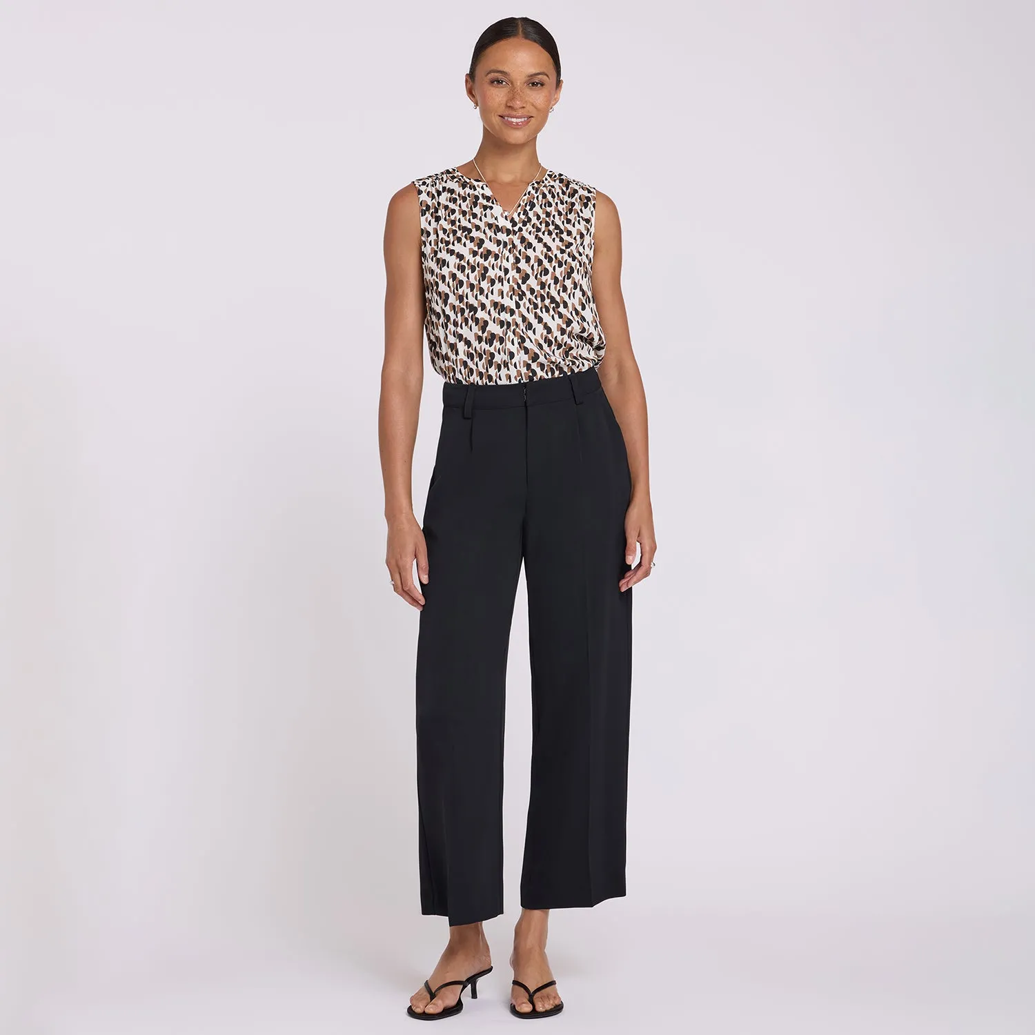 NYDJ Ankle Trouser Stoffhose Schwarz High Rise