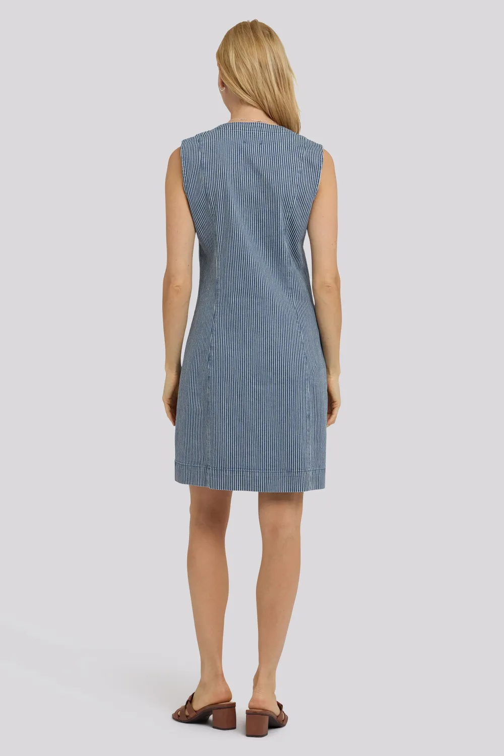 NYDJ Sleeveless Denim Utility Kleid Malaga Stripe ärmellos