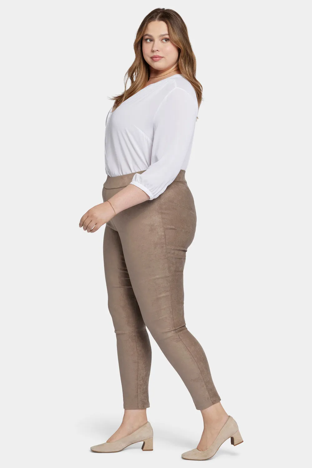 NYDJ Basic Legging Hose Saddlewood Plus Size Wildleder-Optik