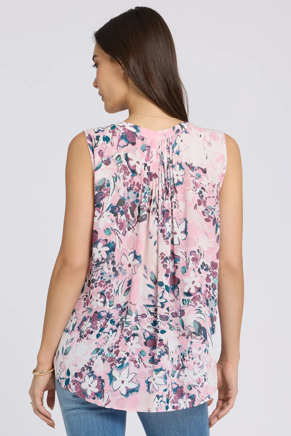 NYDJ Pintuck Ärmellos-Bluse Floral Dreams leicht