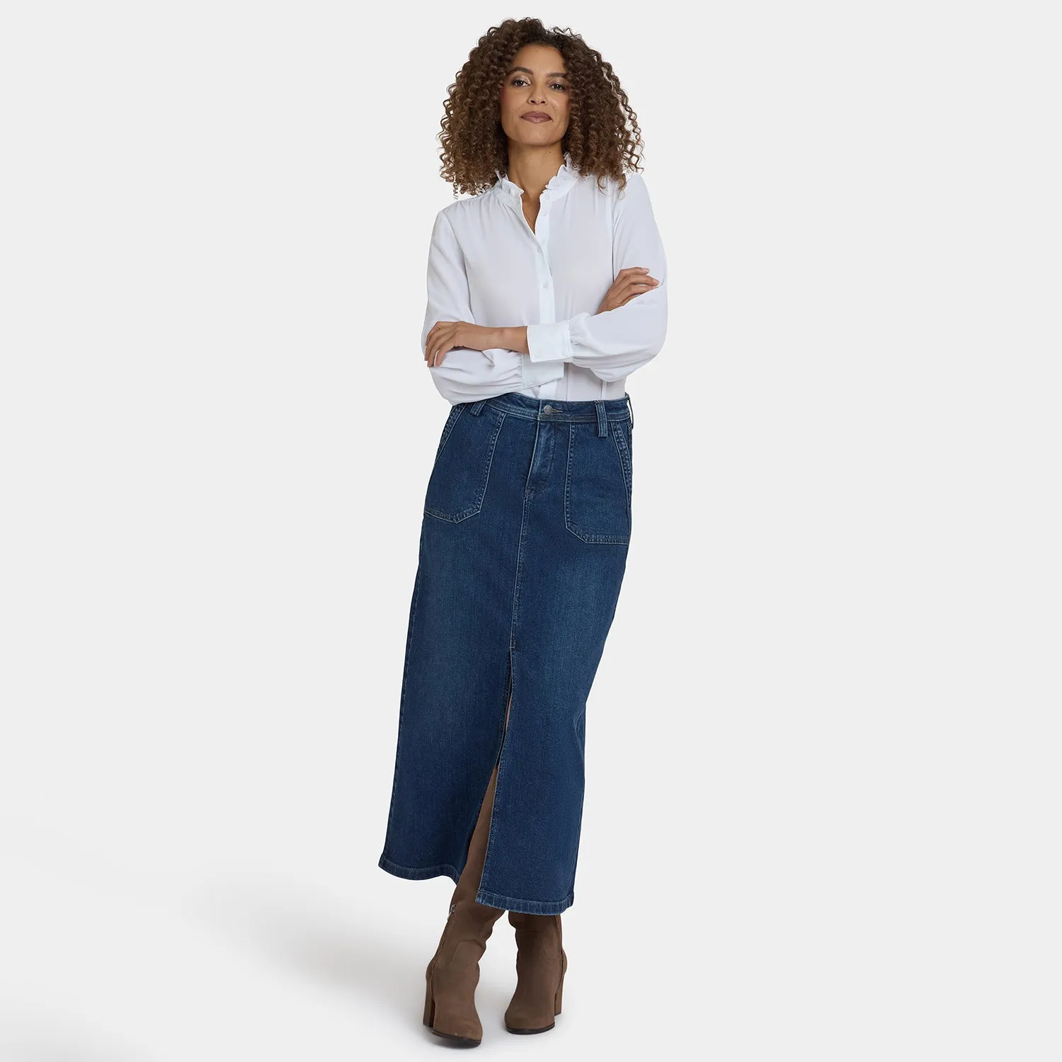 NYDJ High Rise Long Skirt Louvre Sapphire Jeansrock