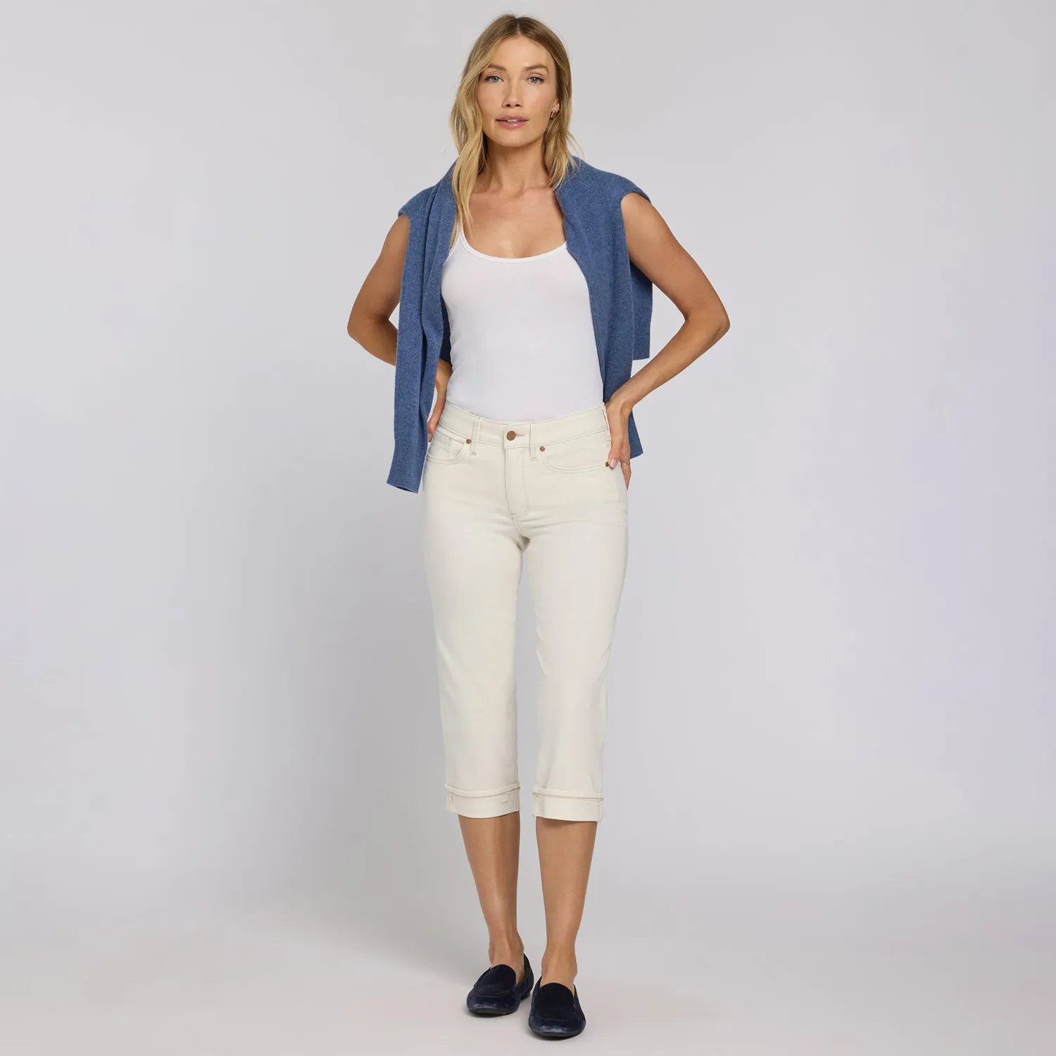 NYDJ Marilyn Straight Crop Jeans Vintage White Cropped Weiss