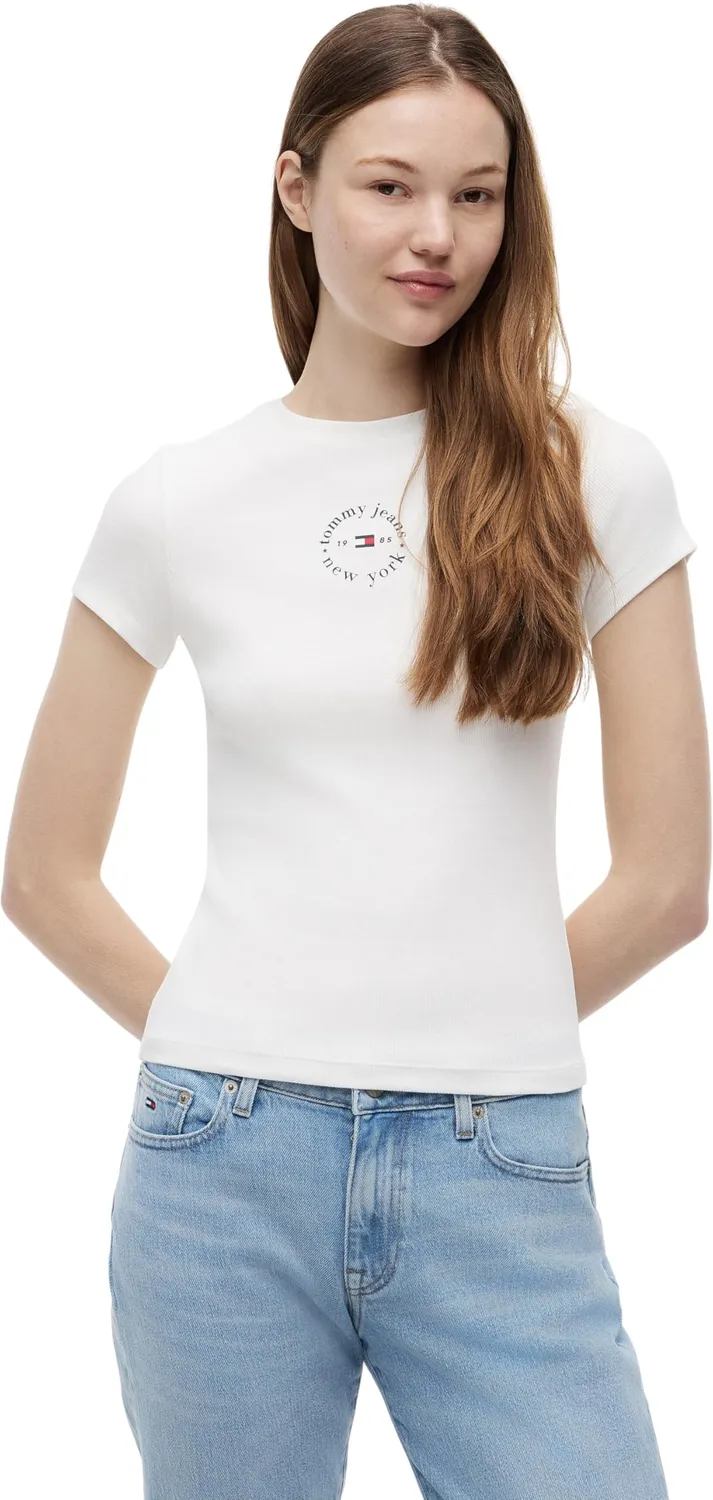 Tommy Jeans TJW Slim Logo Rib T-Shirt L schmal