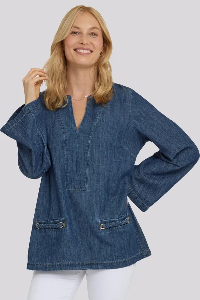 NYDJ Denim Tunika Medium Indigo langarm