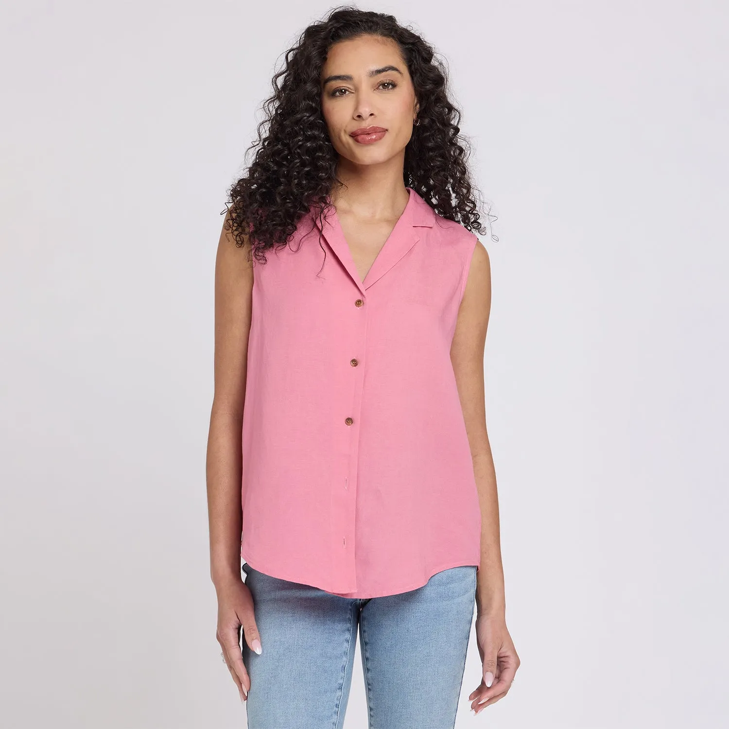 NYDJ Gabrielle Desert Rose Bluse Leinenmix