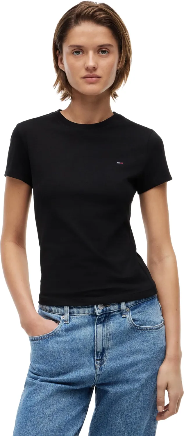 Tommy Jeans Essential Rib T-Shirt Slim Fit Ecru