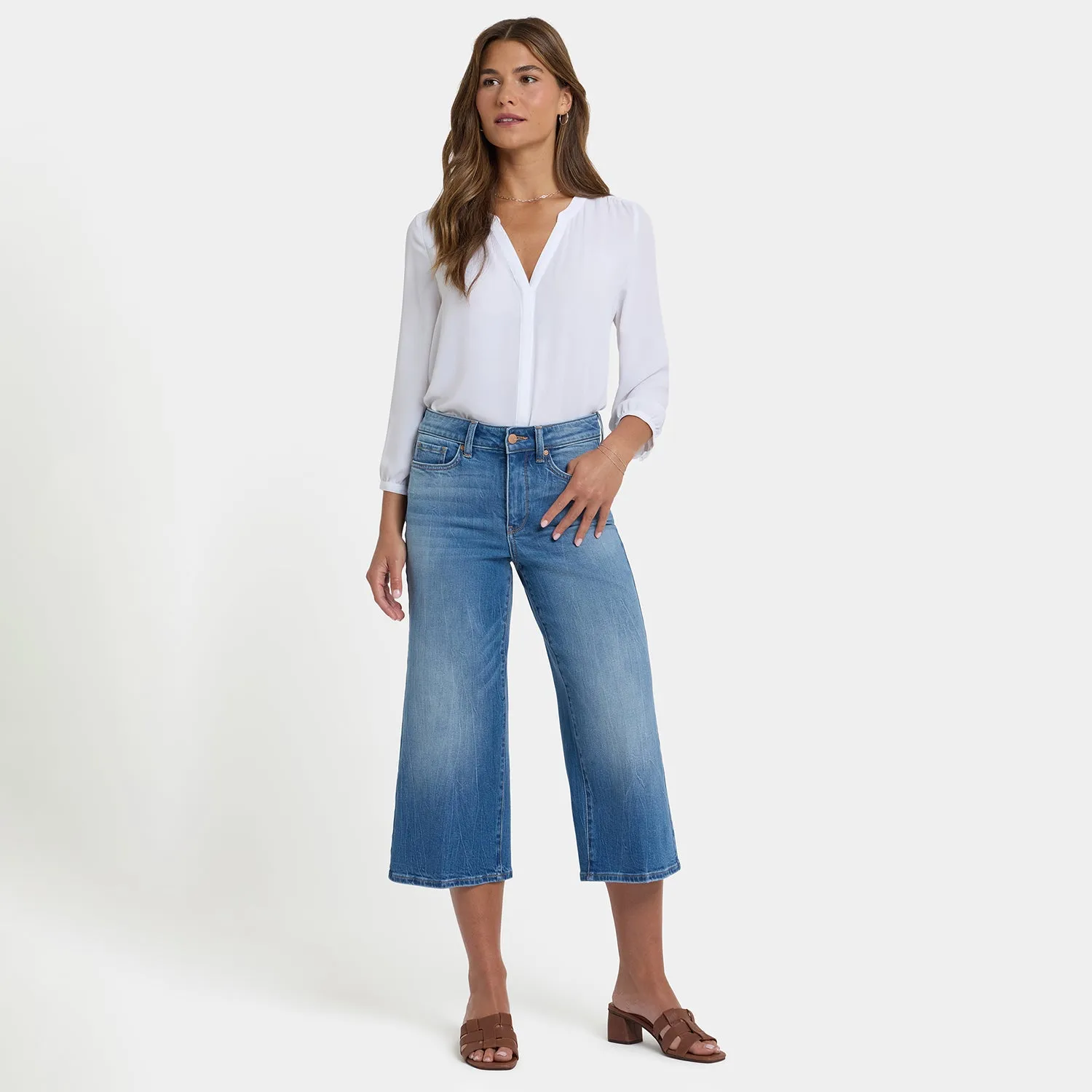 NYDJ Brigitte Wide Leg Capri Jeans Pacifica Indigo