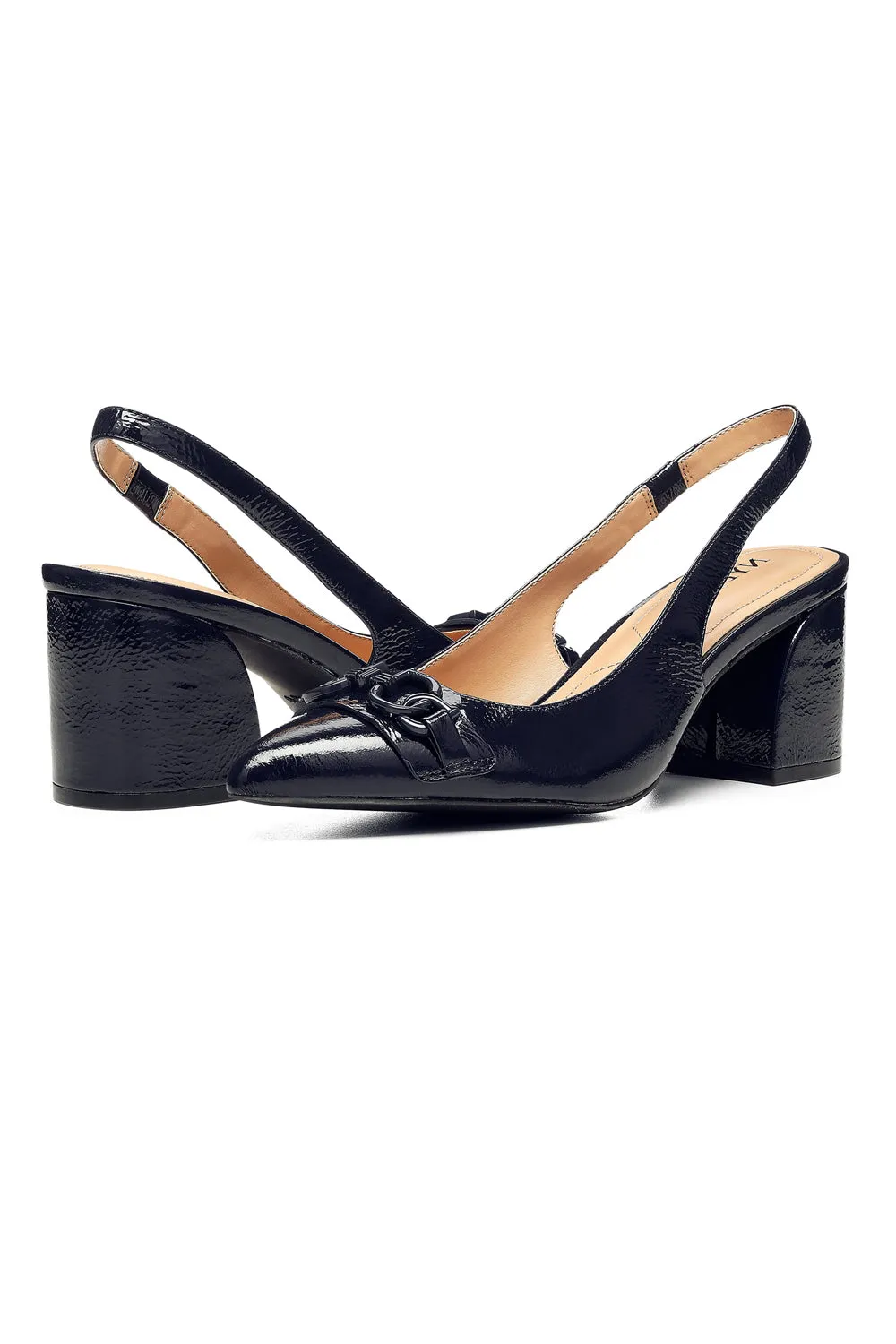 NYDJ Sanya Slingback Pumps Navy Blockabsatz Lack