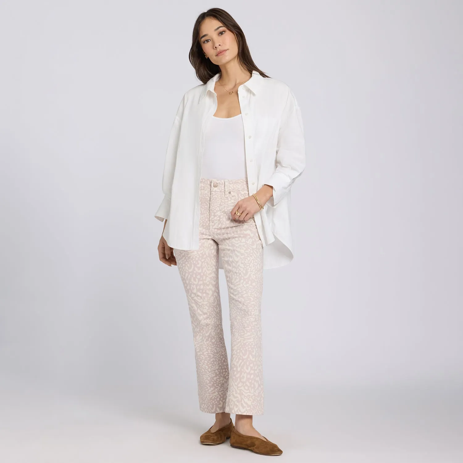 NYDJ Billie Mini Bootcut Ankle Jeans Snow Leopard