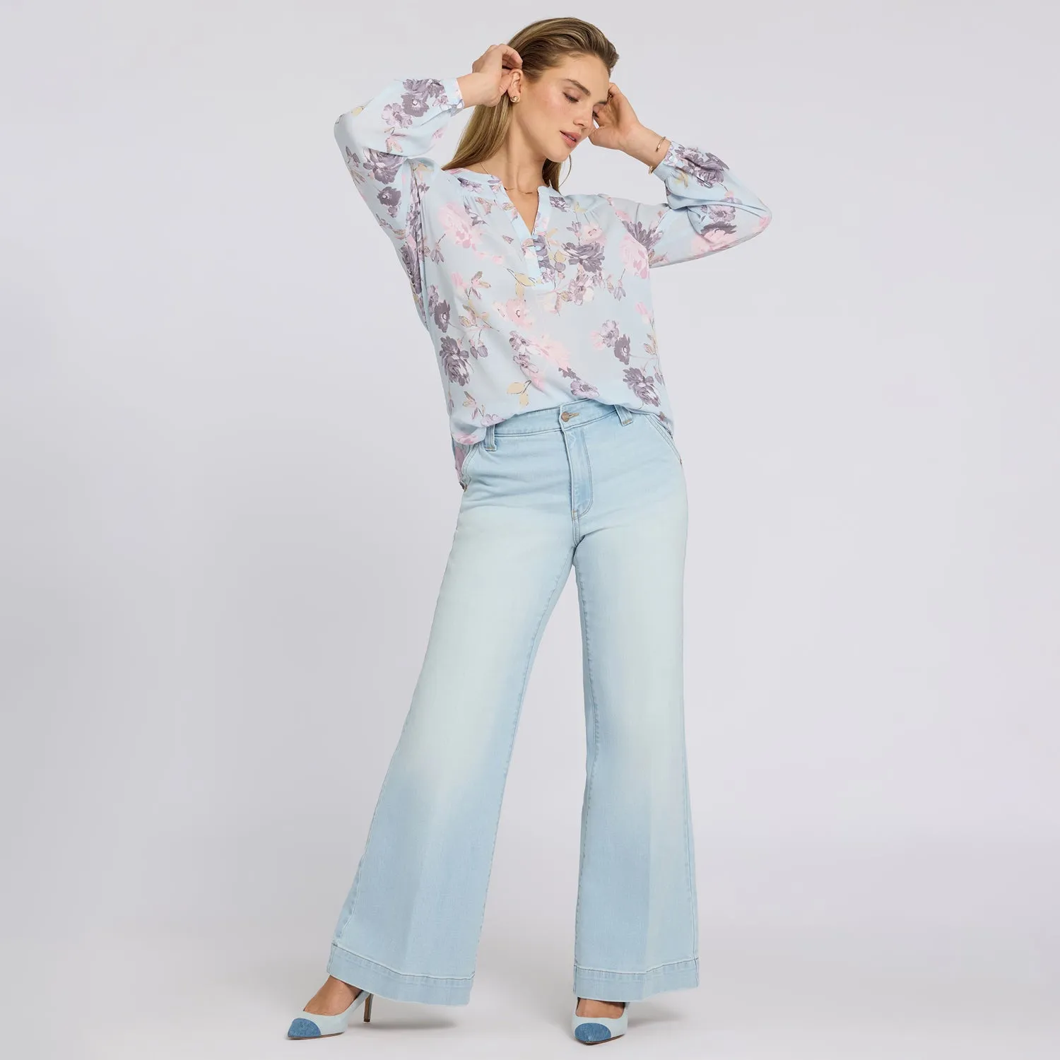 NYDJ Mia Palazzo Jeans Sky Valley Hellblau High Rise