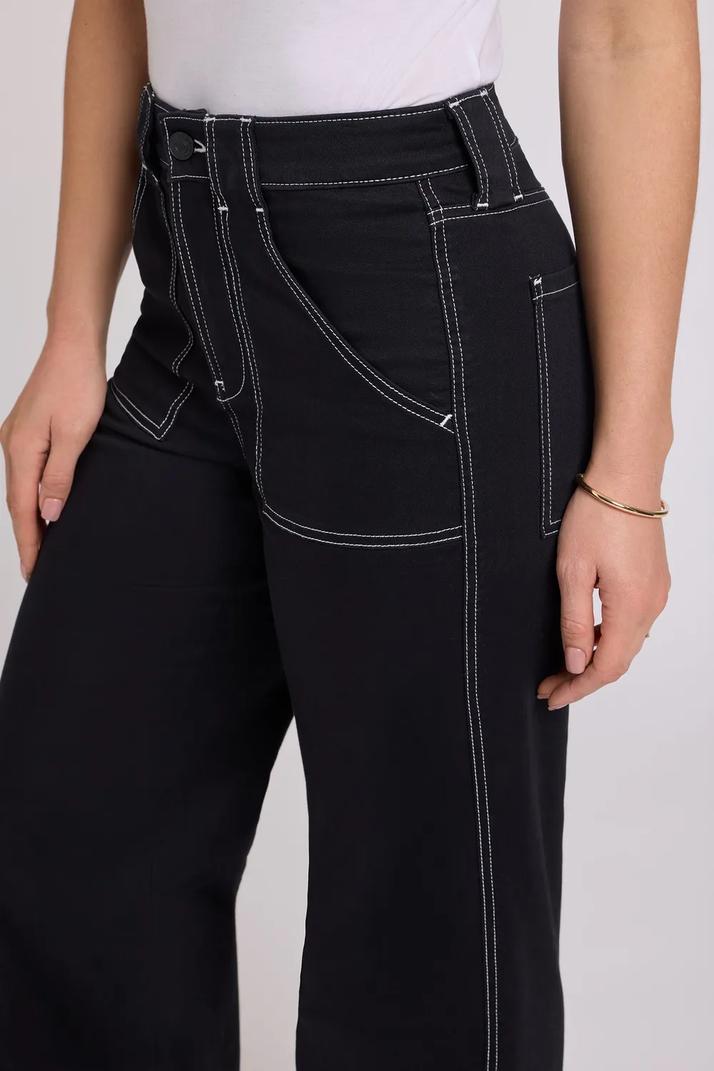 NYDJ Mia Palazzo Jeans Schwarz Wide Leg Lift Tuck