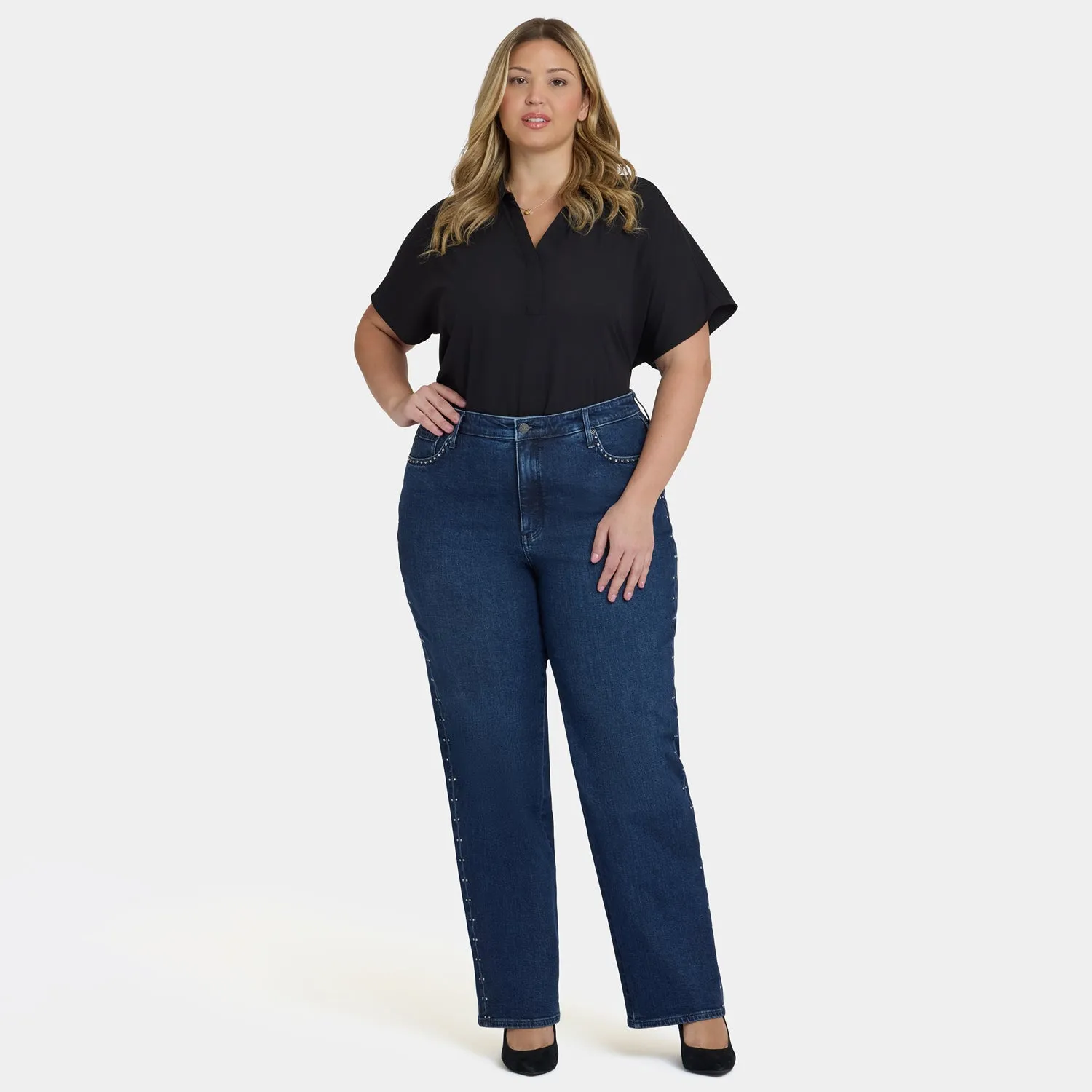 NYDJ Brooke Loose Straight Plus Jeans Louvre Sapphire
