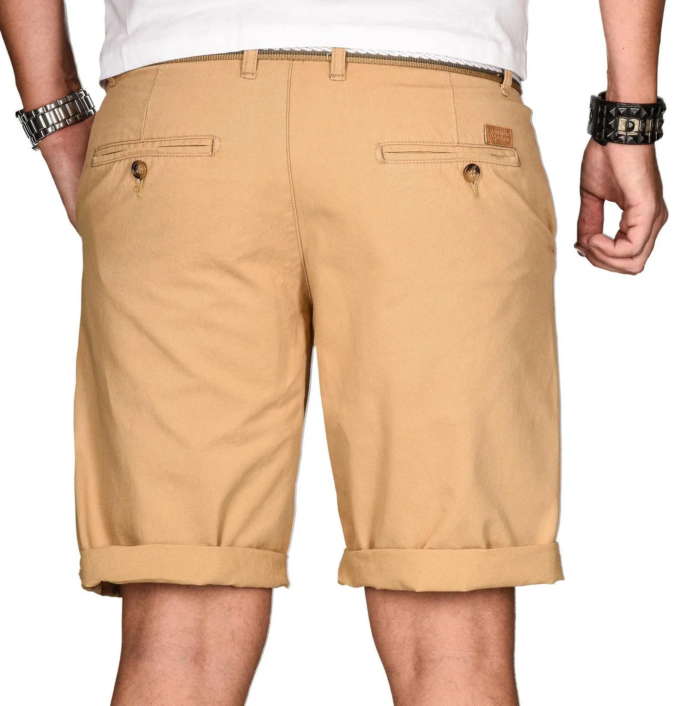 Alessandro Salvarini AS-096 Bermuda Shorts Navy mit Gürtel Baumwolle