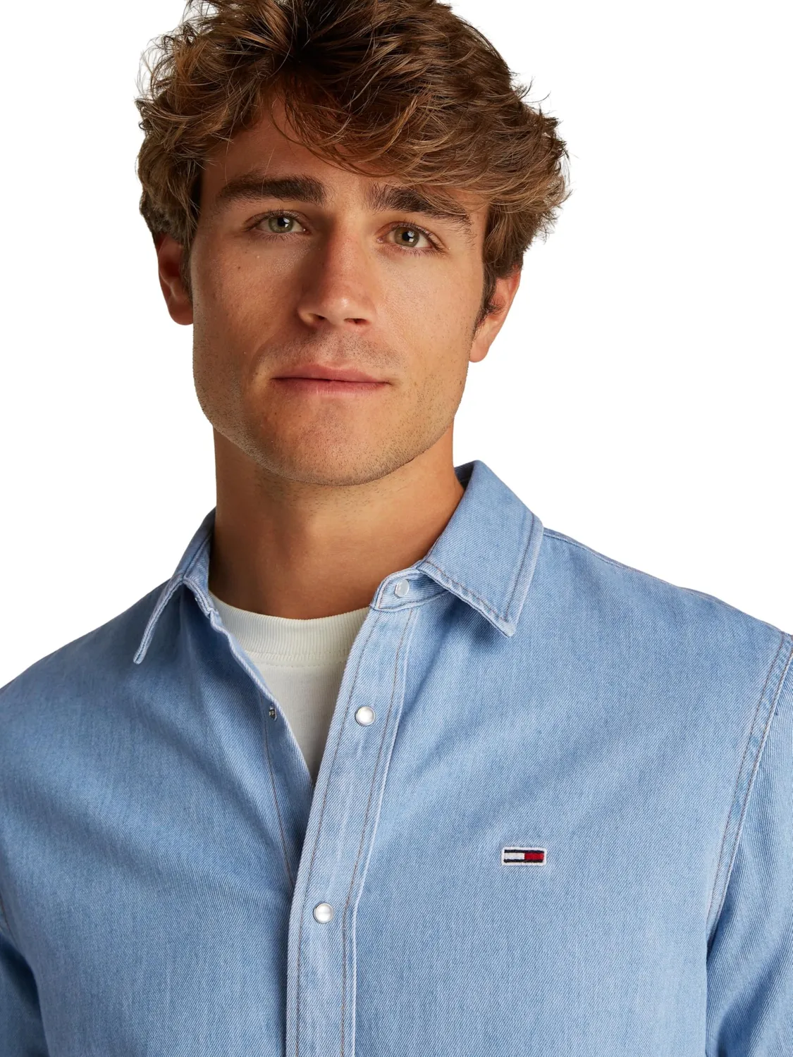 Tommy Jeans Regular Fit Herren Jeanshemd Gr. S Knopfleiste