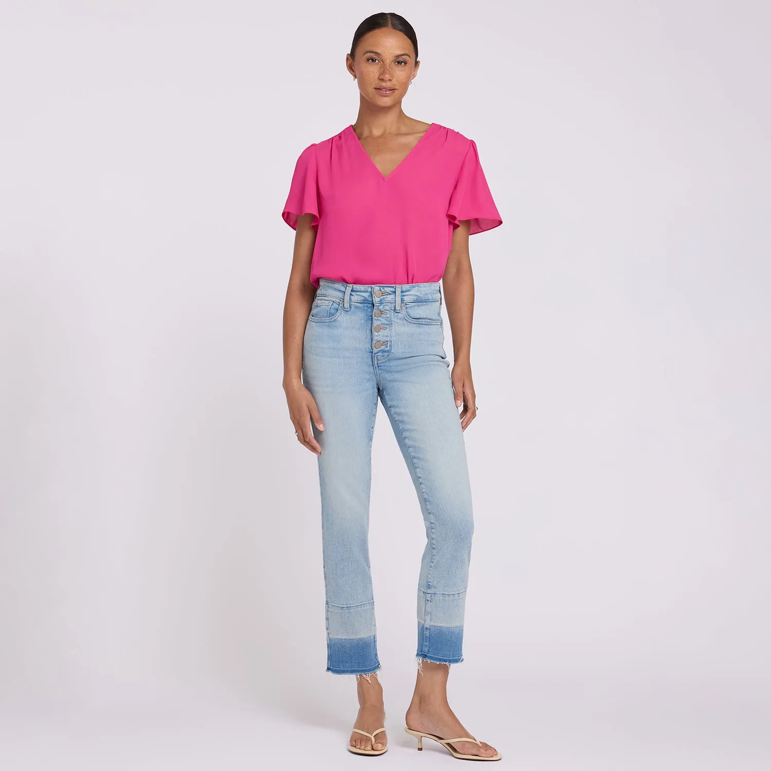 NYDJ Sheri Slim Straight Ankle Jeans Oasis Sand