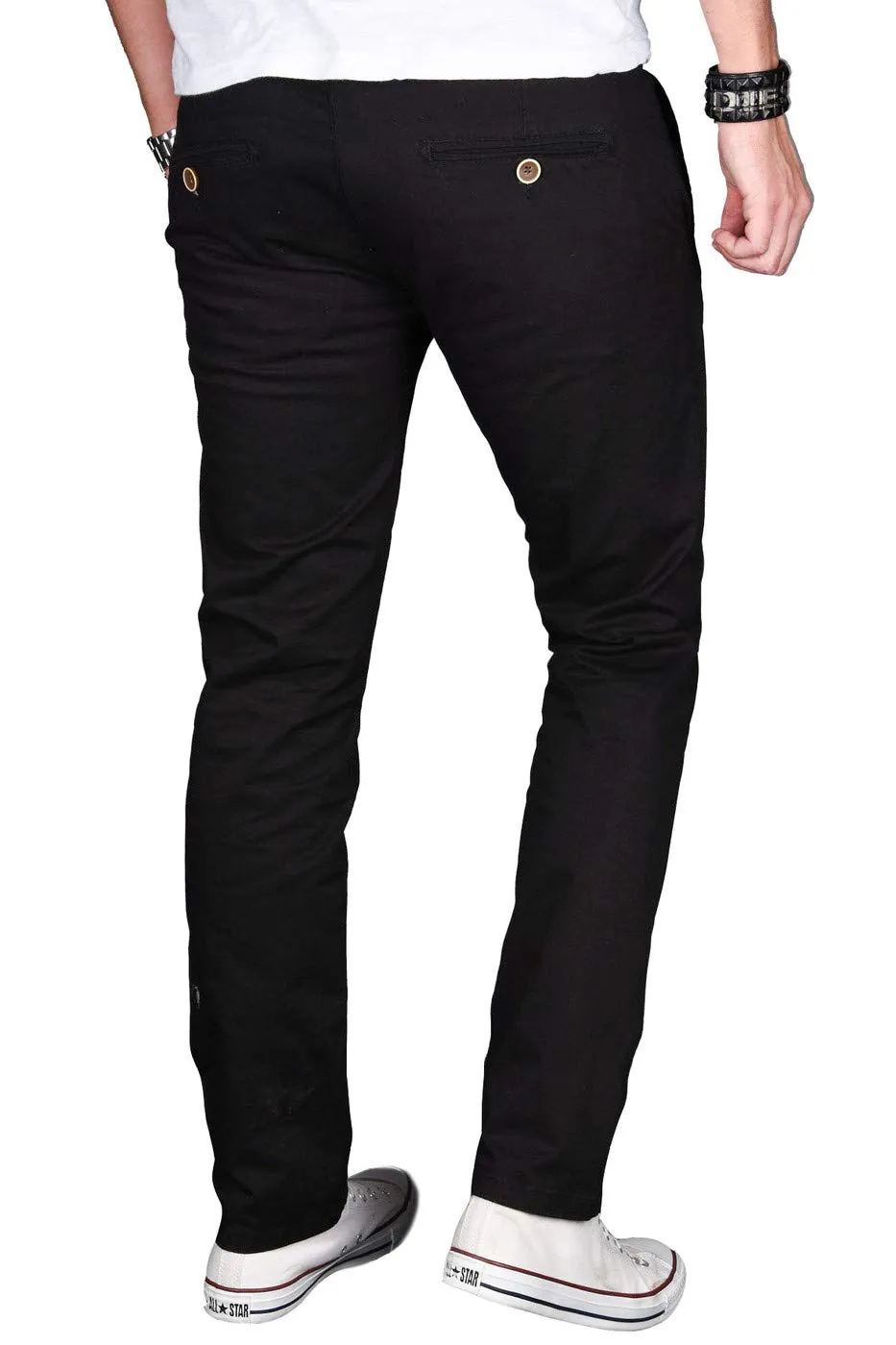 Alessandro Salvarini AS024 Chino Herren Schwarz Stretch