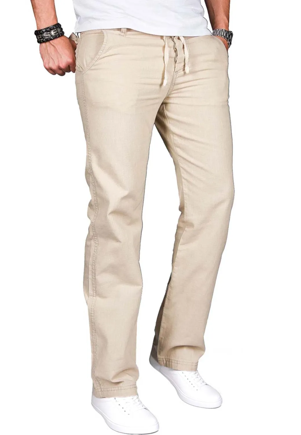 Alessandro Salvarini AS-034 Stoffhose Herren Leinenoptik