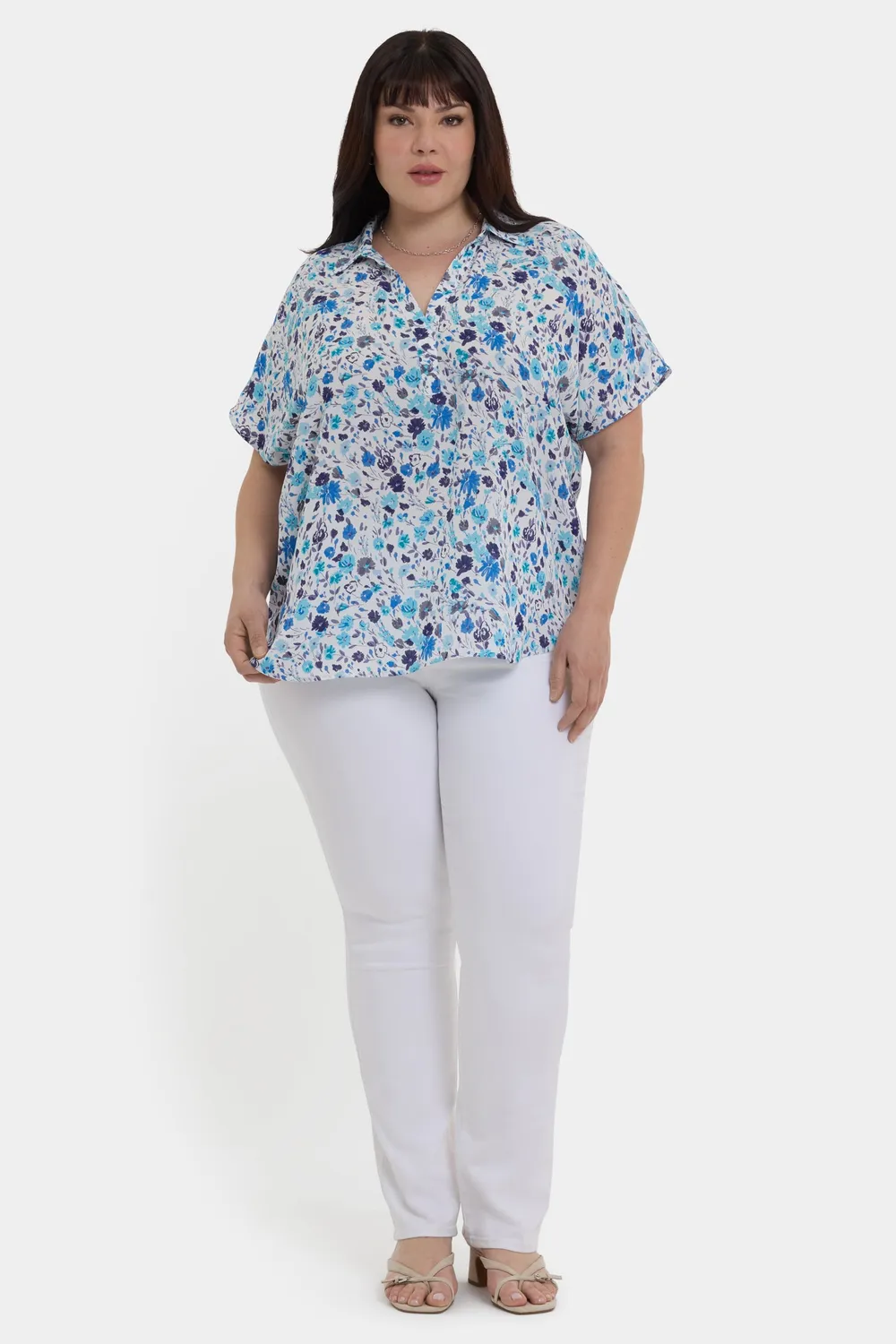 NYDJ Becky Kurzarm Bluse Plus Jimena Garden leicht