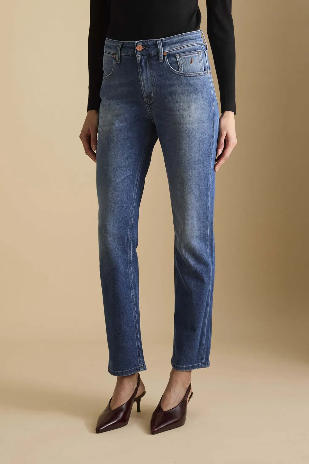 Jeckerson Jane Straight Fit Damenjeans mittelblau Denim