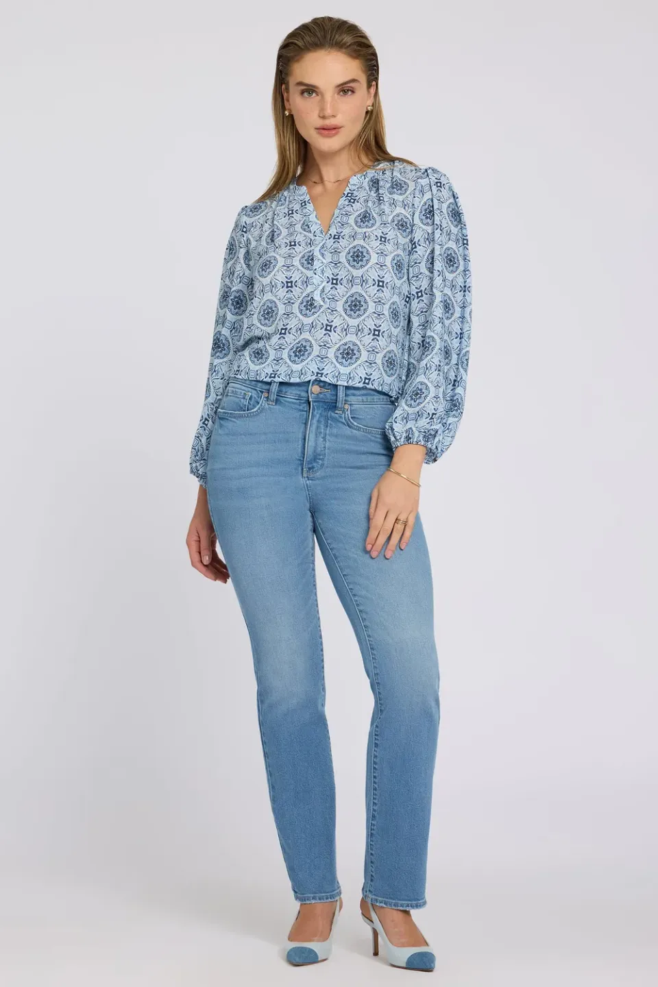 NYDJ Marilyn Straight Petite Jeans Vista Lakes High Rise