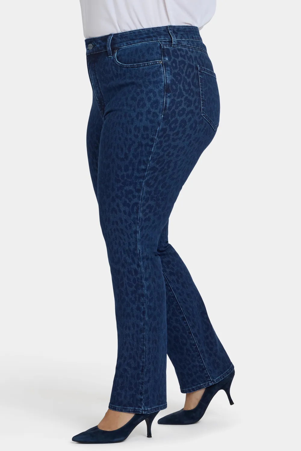 NYDJ Marilyn Straight Plus Size Jeans Dark Denim Leopard High Rise