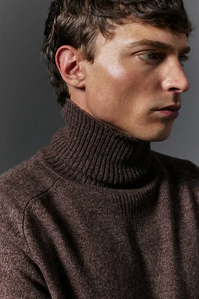 Jeckerson Dolcevita Rollkragenpullover Braun Melange Wolle