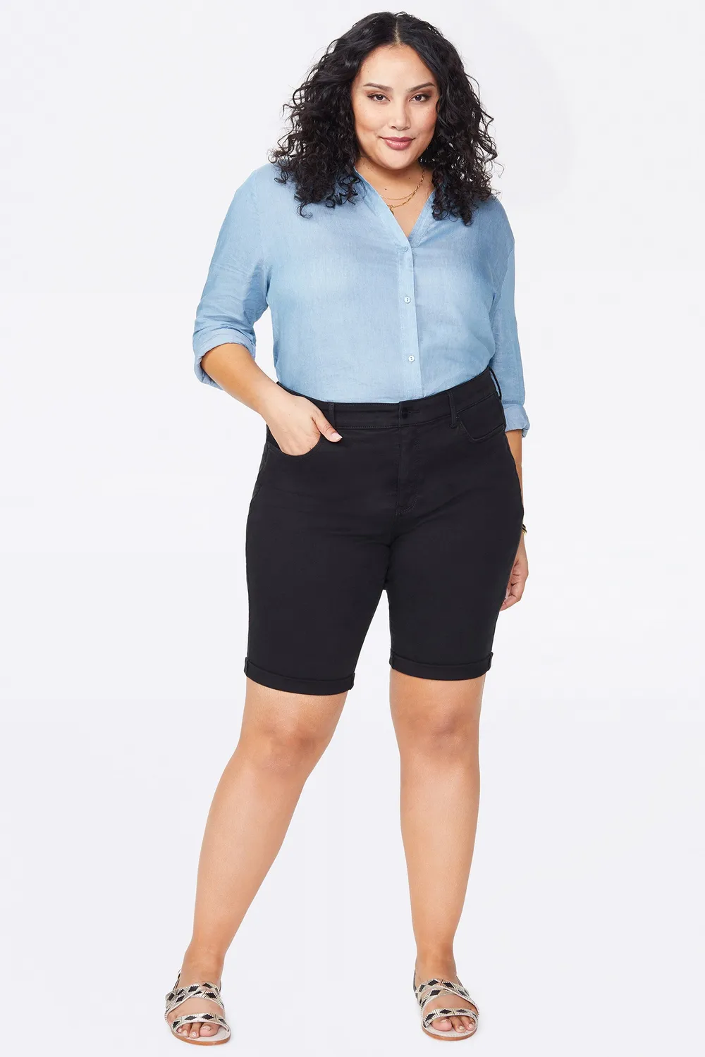NYDJ Briella Denim Shorts Schwarz Plus Size lang