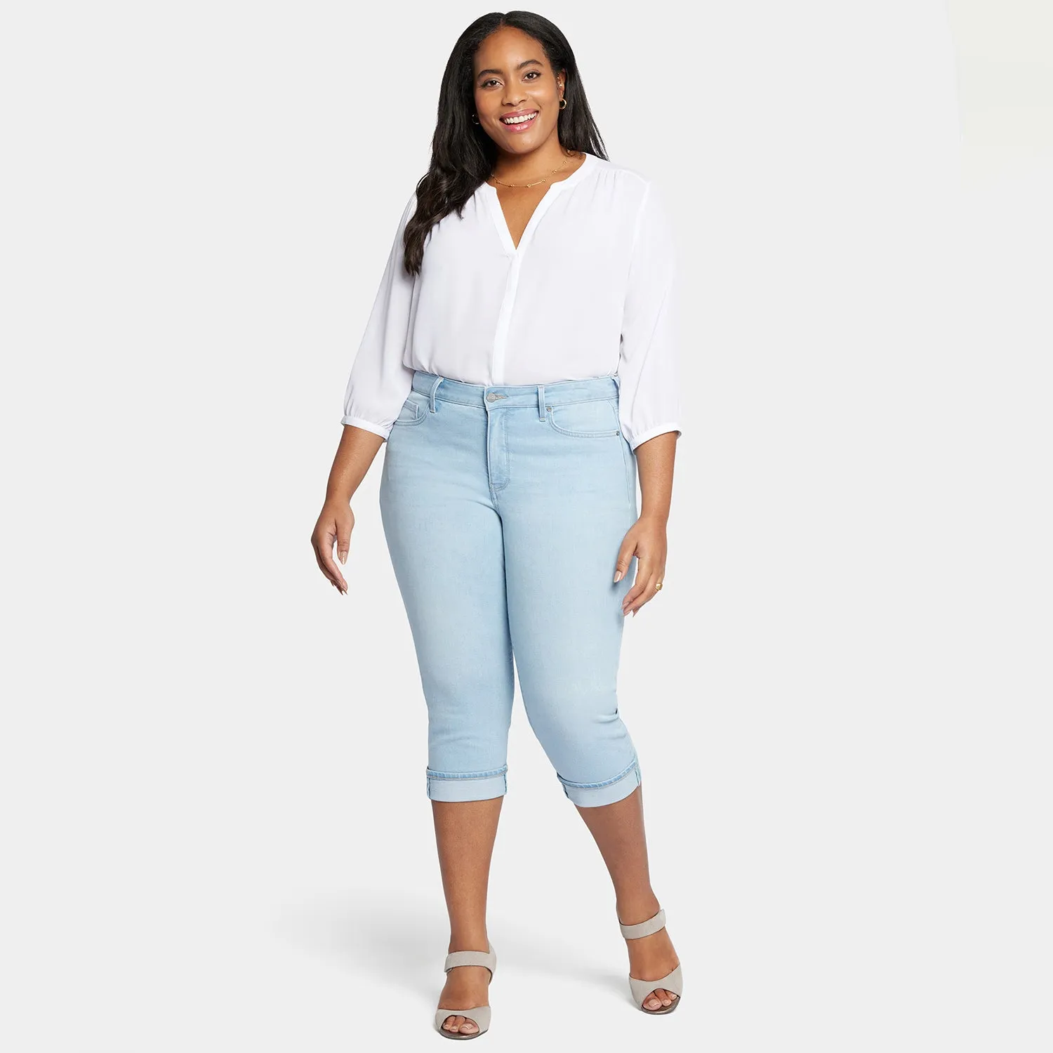 NYDJ Marilyn Straight Crop Jeans Plus Size Brightside blau
