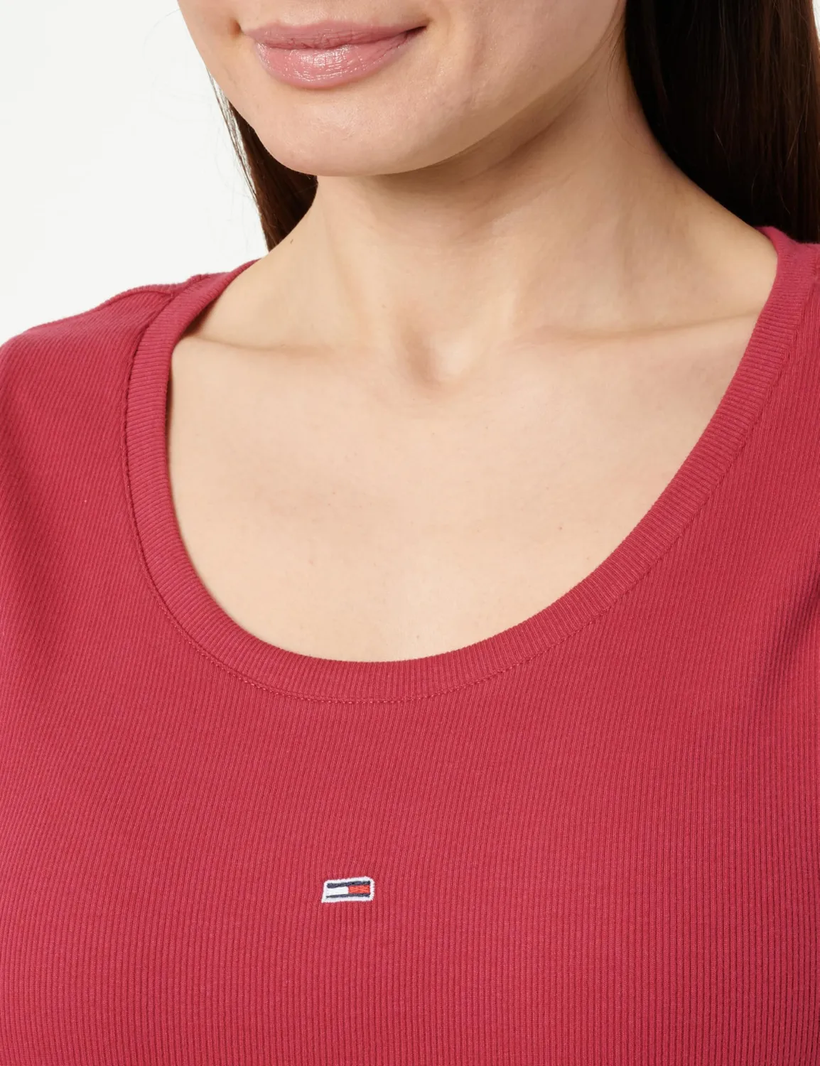 Tommy Jeans Essential Rib Bodycon Kleid Rot 1XL figurbetont