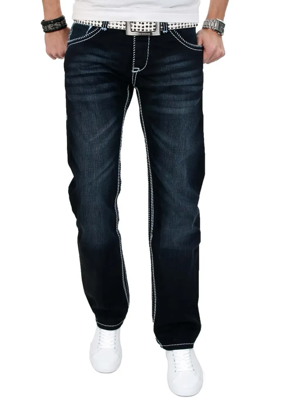 Alessandro Salvarini Designer Herrenjeans Ocean Blue 42W/36L Comfort-Fit