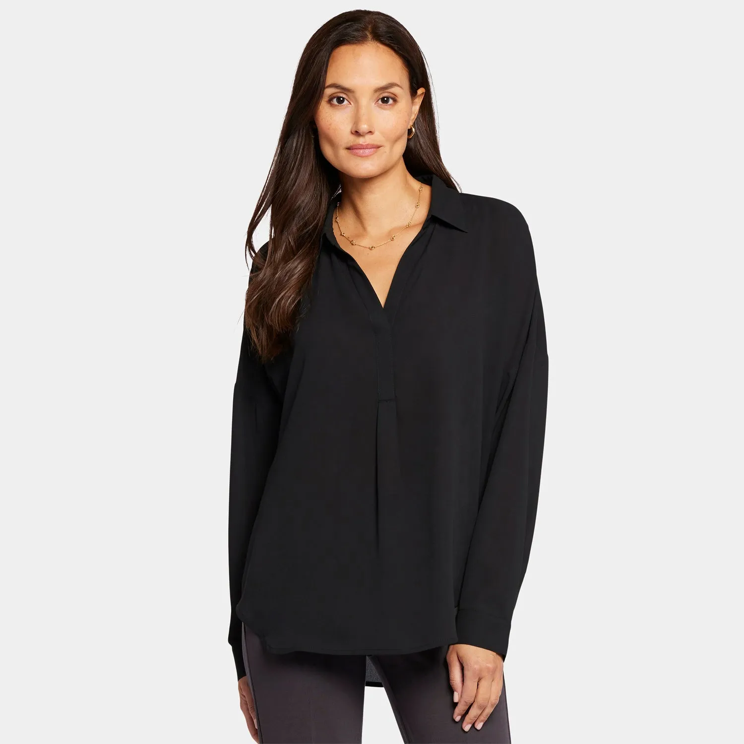 NYDJ Becky Bluse Schwarz Georgette Gr. XXS-XL