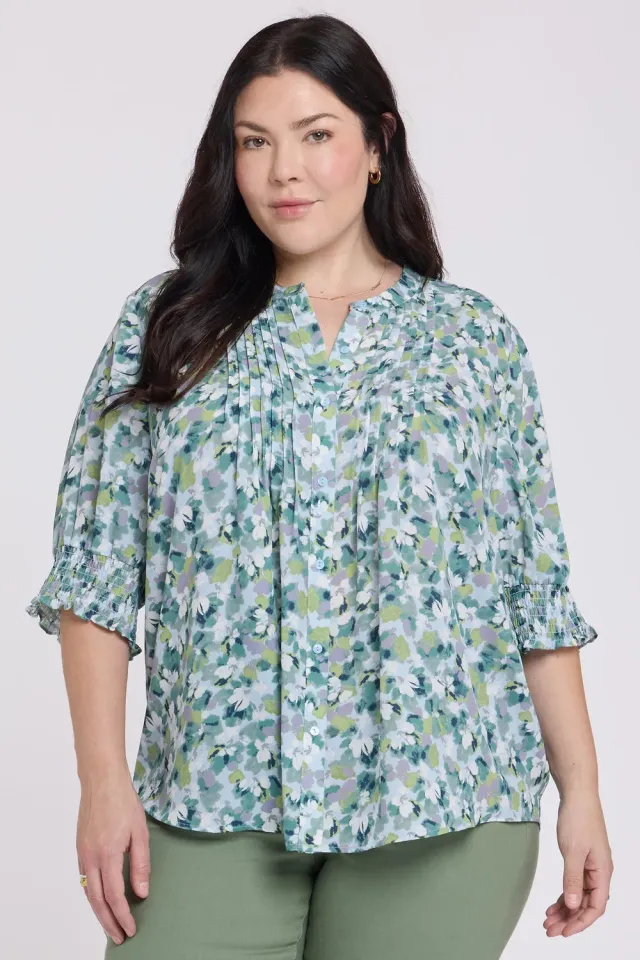 NYDJ Plissee-Bluse Kurzarm Bloomington Plus