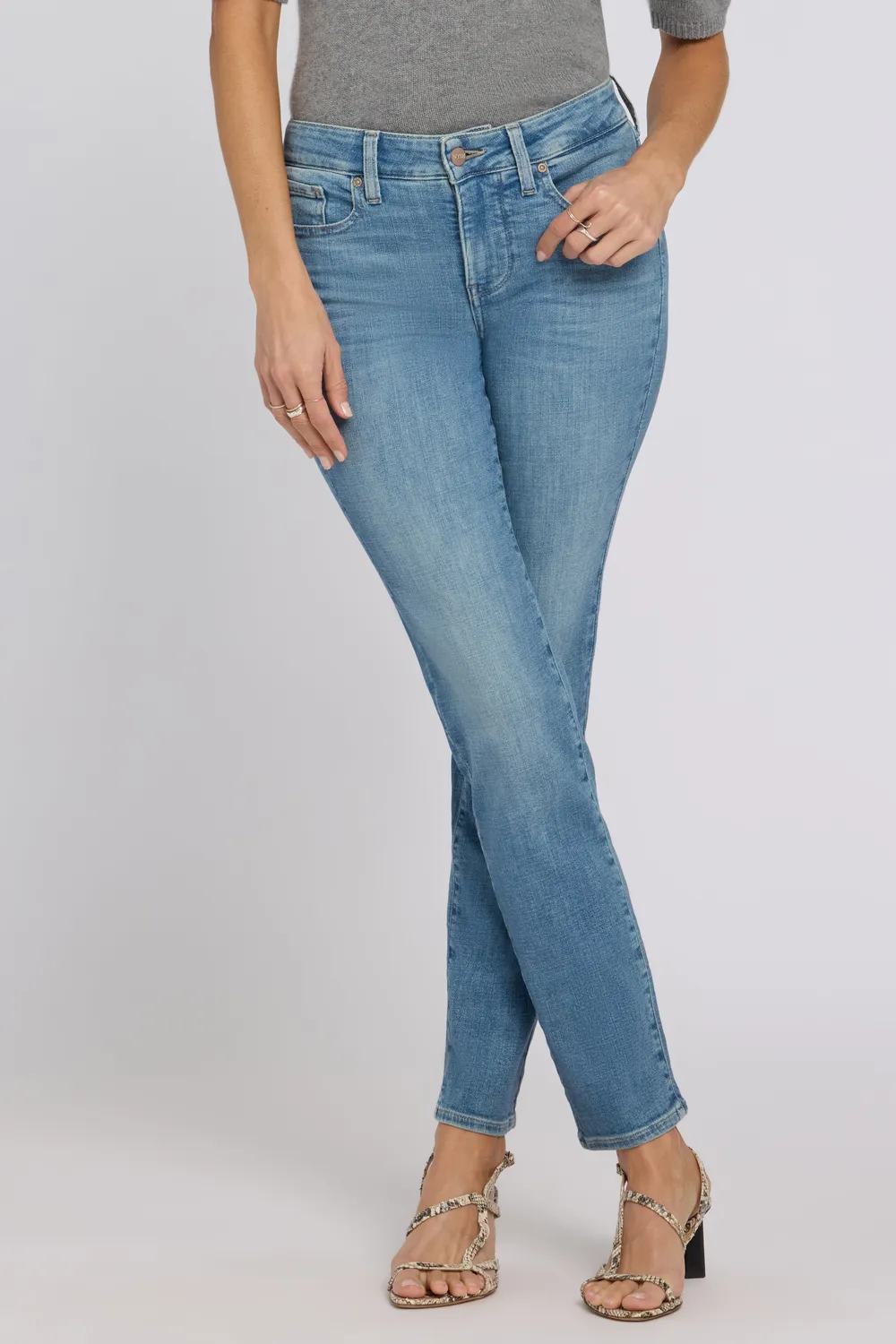 NYDJ Sheri Slim Straight Jeans Dawn Rock Mid-Rise