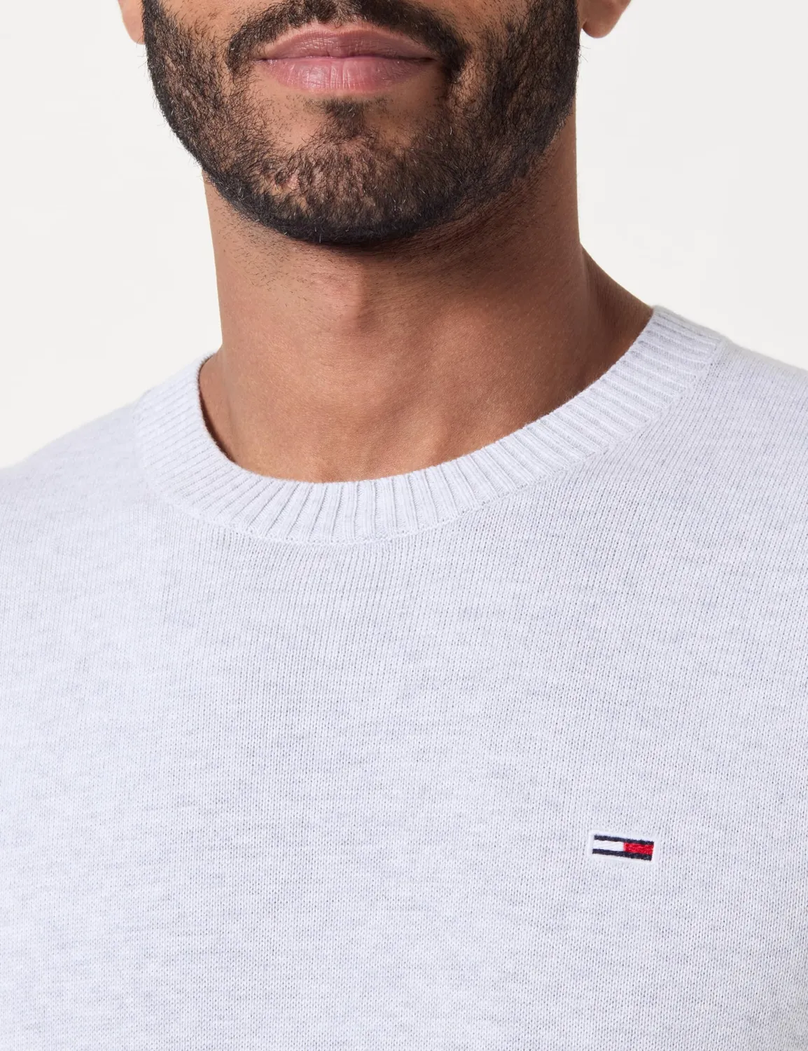 Tommy Jeans TJM Slim Essential Pullover Grau Pulli