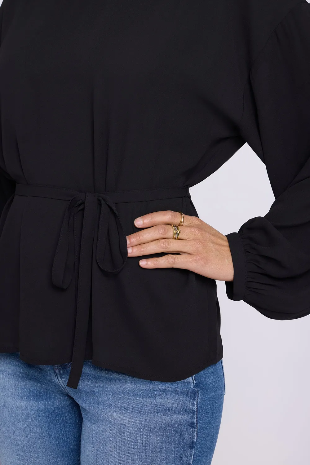 NYDJ Chelsea Bluse Schwarz mit Bindeband