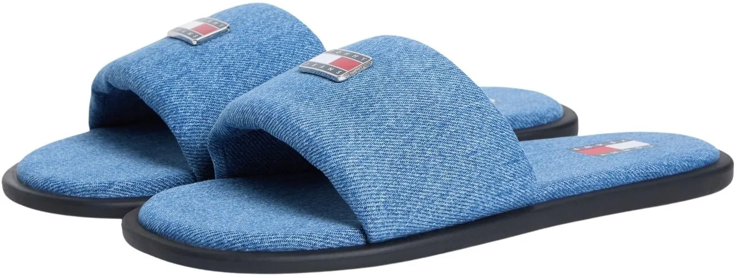 Tommy Jeans Padded Denim Slide Pantoletten 38 Blau