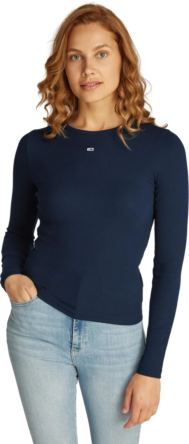 Tommy Jeans Essential Langarmshirt Damen Slim Fit Baumwolle