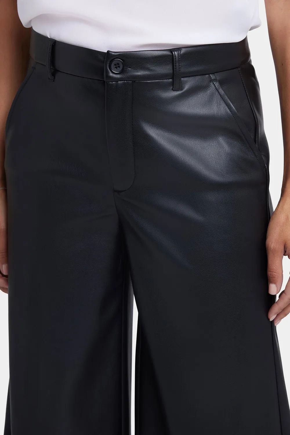 NYDJ Morgan Trouser Hose Schwarz veganes Leder