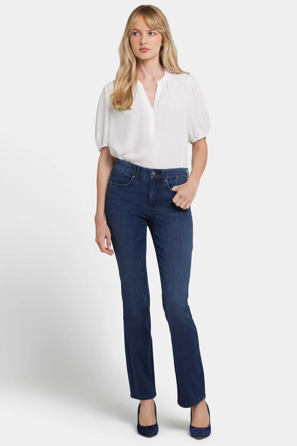 NYDJ Waist-Match Marilyn Straight Jeans Basin