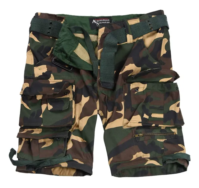 Alessandro Salvarini AS-079 Cargoshorts Camouflage mit Gürtel