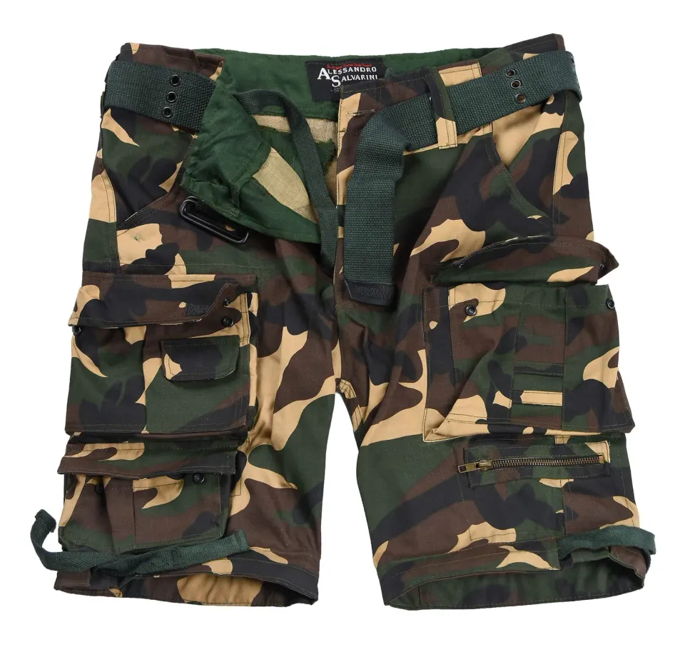 Alessandro Salvarini AS-079 Cargoshorts Camouflage mit Gürtel