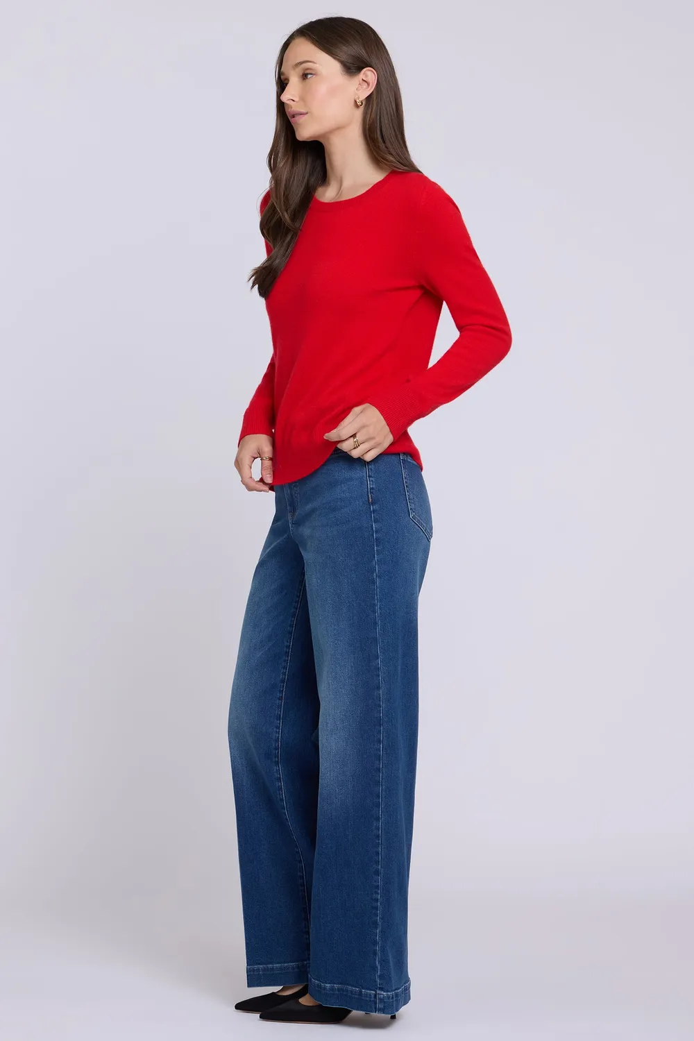 NYDJ Cashmere Essential Crewneck Pullover Passion