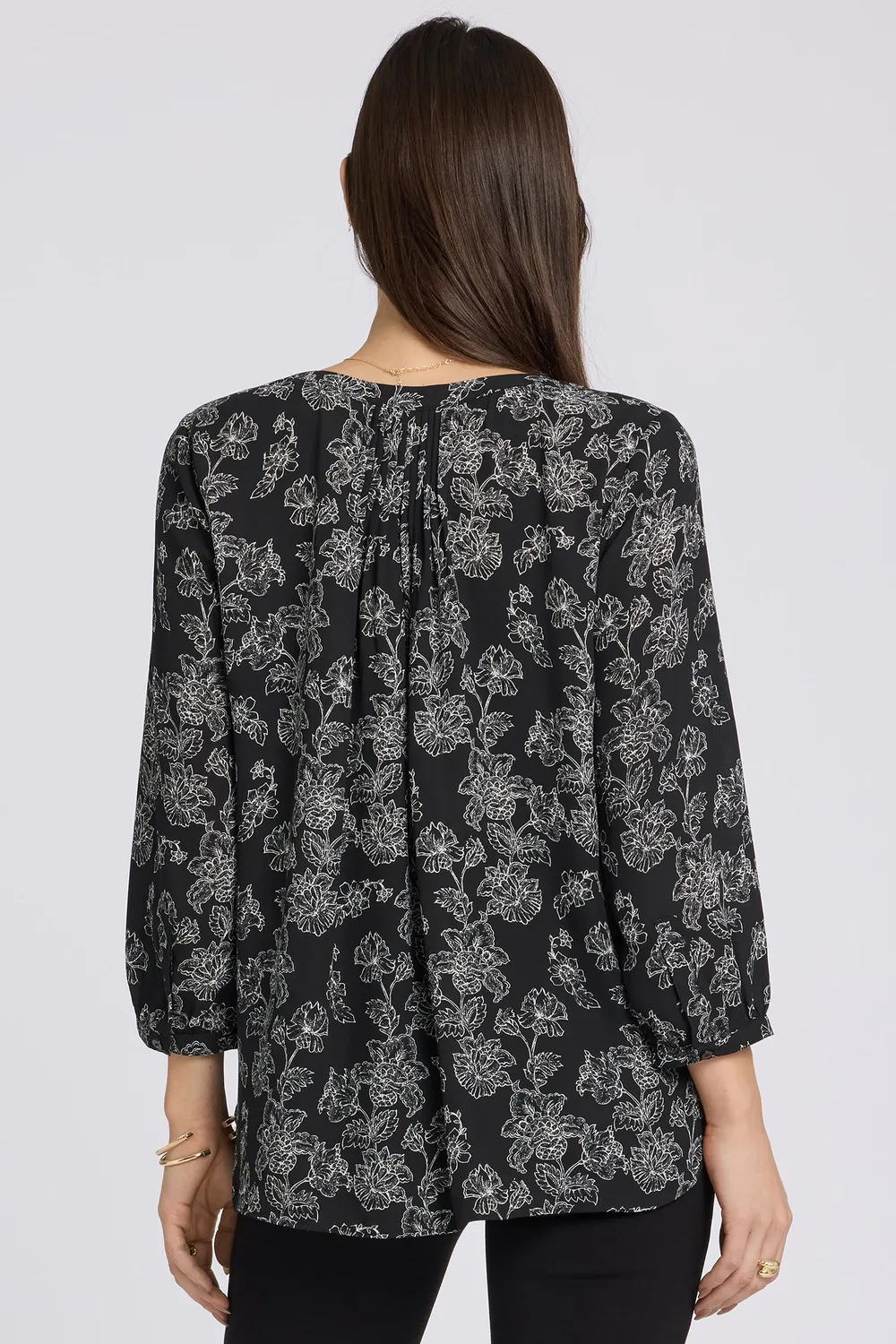 NYDJ Pintuck Bluse Floralesque XXS Blumendruck