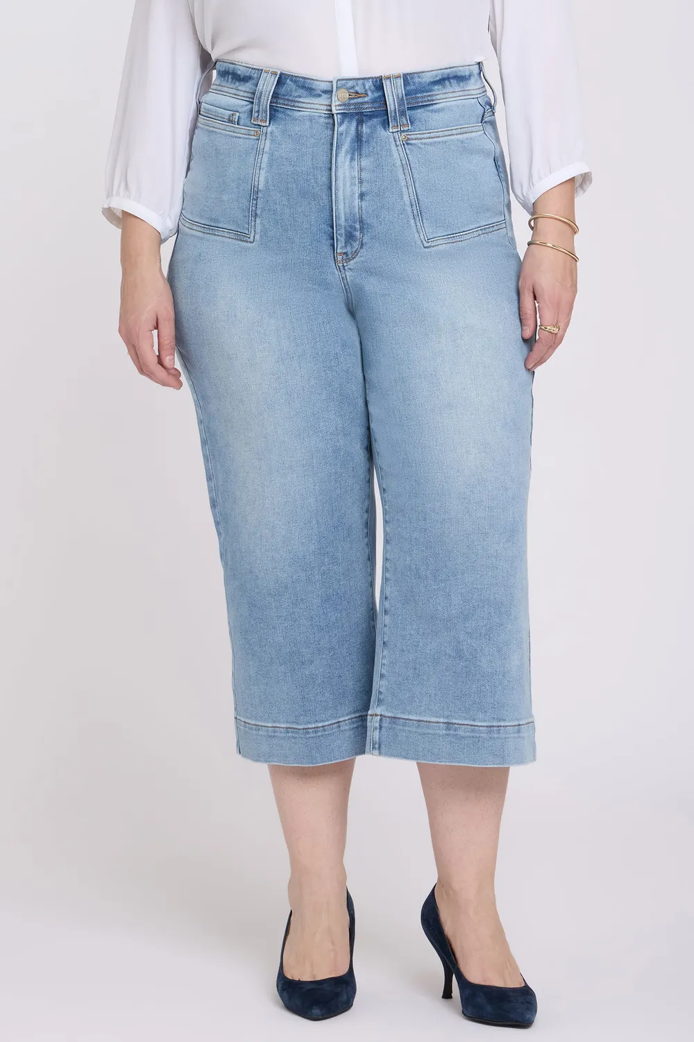 NYDJ Brigitte Wide Leg Capri Jeans Plus Size Mist Springs blau