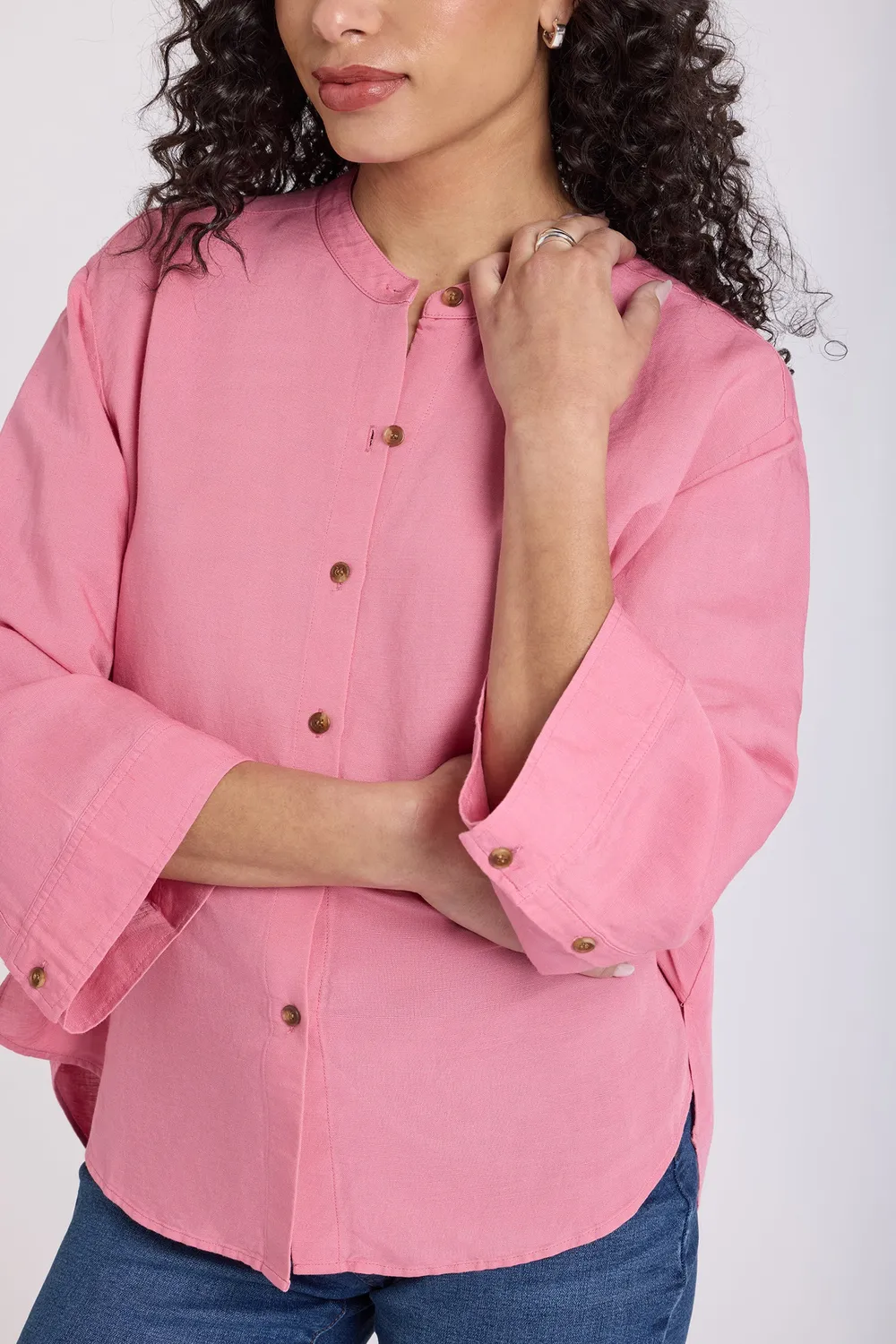NYDJ Maggie Oversize Blouse Bluse Desert Rose Leinen